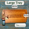 Large handcrafted cherry ottoman tray, 23.5x12.5 in, with custom engraving. Finished with hand-rubbed hard wax for durability.